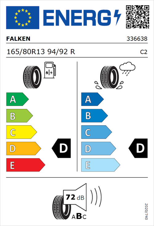 Tyre Label for Falken Linam VAN01 165/80R13 94/92R