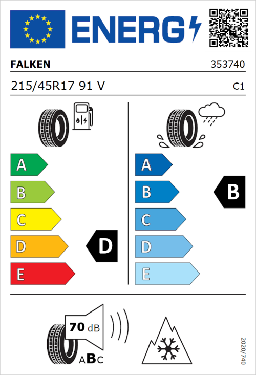 Tyre Label for Falken Eurowinter HS02 215/45R17 91V